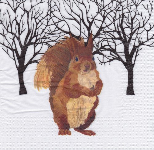 Servet Eekhoorn Winterlandschap - 33x33 cm