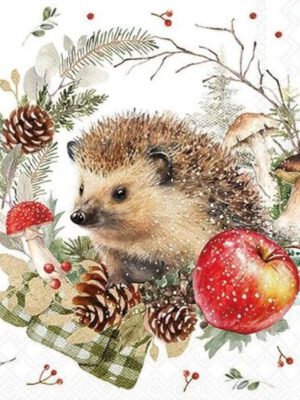 Corneeltje Wol - Servet Egel winter Servet Egel Winter - 33x33 cm