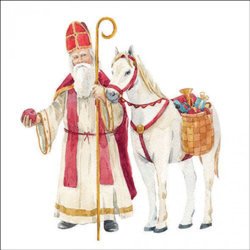 Corneeltje Wol - Servet St. Nicholas and horse Servet St. Nicholas and horse - 33x33 cm