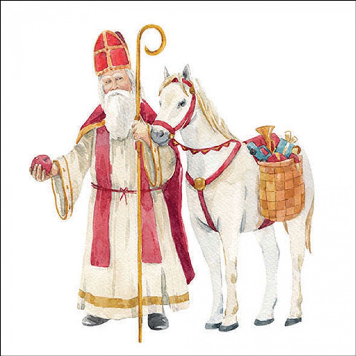 Corneeltje Wol - Servet St. Nicholas and horse Servet St. Nicholas and horse - 33x33 cm