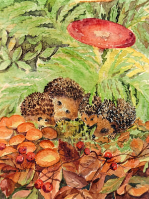 Servet Egels in herfstbladeren - 33x33 cm