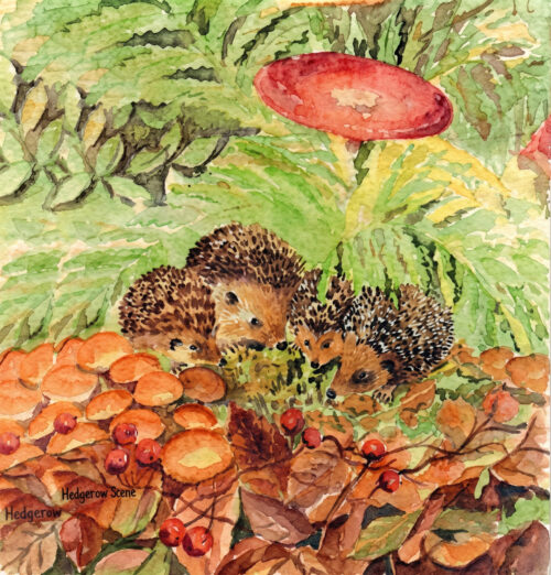 Servet Egels in herfstbladeren - 33x33 cm