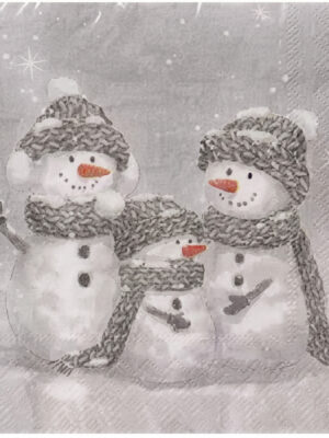 Corneeltje Wol - Sneeuwmannen familie Servet Sneeuwmannen - 33x33 cm