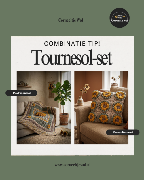 Corneeltje Wol - Combi tip - Tournesol-set Haakpakket - Kussen Tournesol - 50x50CM