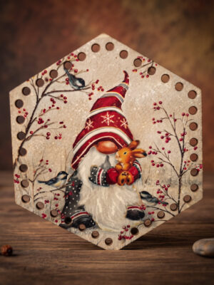 Bedrukte Houten Paneel met boorgaten - Gnome | Hexagram | 17 cm