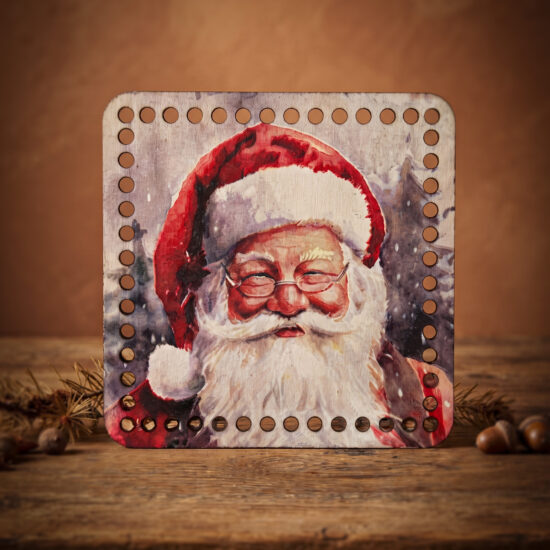 Bedrukte Houten Paneel met boorgaten - Happy Santa | Vierkant | 15x15 cm