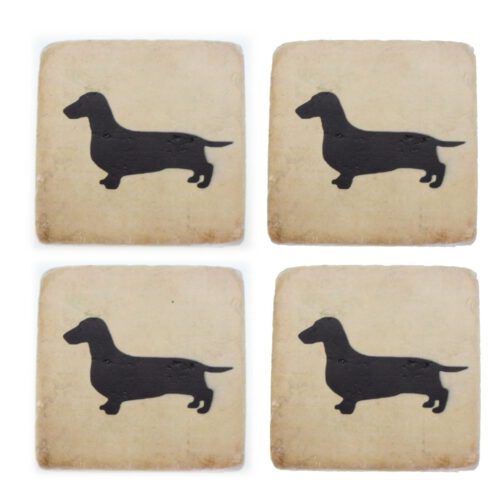 Corneeltje Wol - Teckel Onderzetters set van 4 - 1 Teckel Onderzetters set van 4 - Ties de Teckel - Lifestyle product