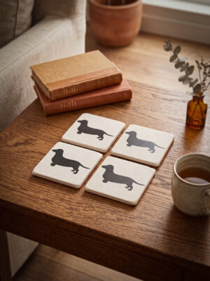 Teckel Onderzetters set van 4 - Ties de Teckel - Lifestyle product