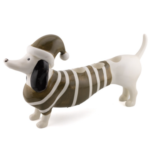 Kerstteckel met kerstmuts Kaarsenstandaard - Ties de Teckel - Lifestyle product