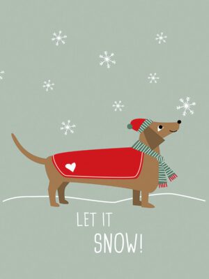 Winter Story Teckel 25x25 cm - Corneeltje Wol Servetten Teckel - Winter Story / Let it snow - 25x25cm (Cocktail servet) 20 stuks