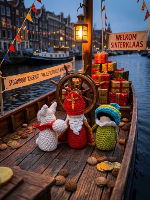 Corneeltje Wol - Peg doll set Combi haakpatroon Sinterklaas PATROONPAKKET: Combi Haakpatroon Sinterklaas Pegdolls + 3 houten Pegdolls