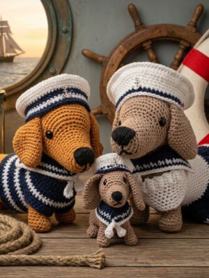 Ties-Neeltje-Pup de Puppy Marine Haakpakket - Marine Outfit + Bonuspatroon Pup de Puppy Marine outfit - Ties de Teckel - Cor & Co