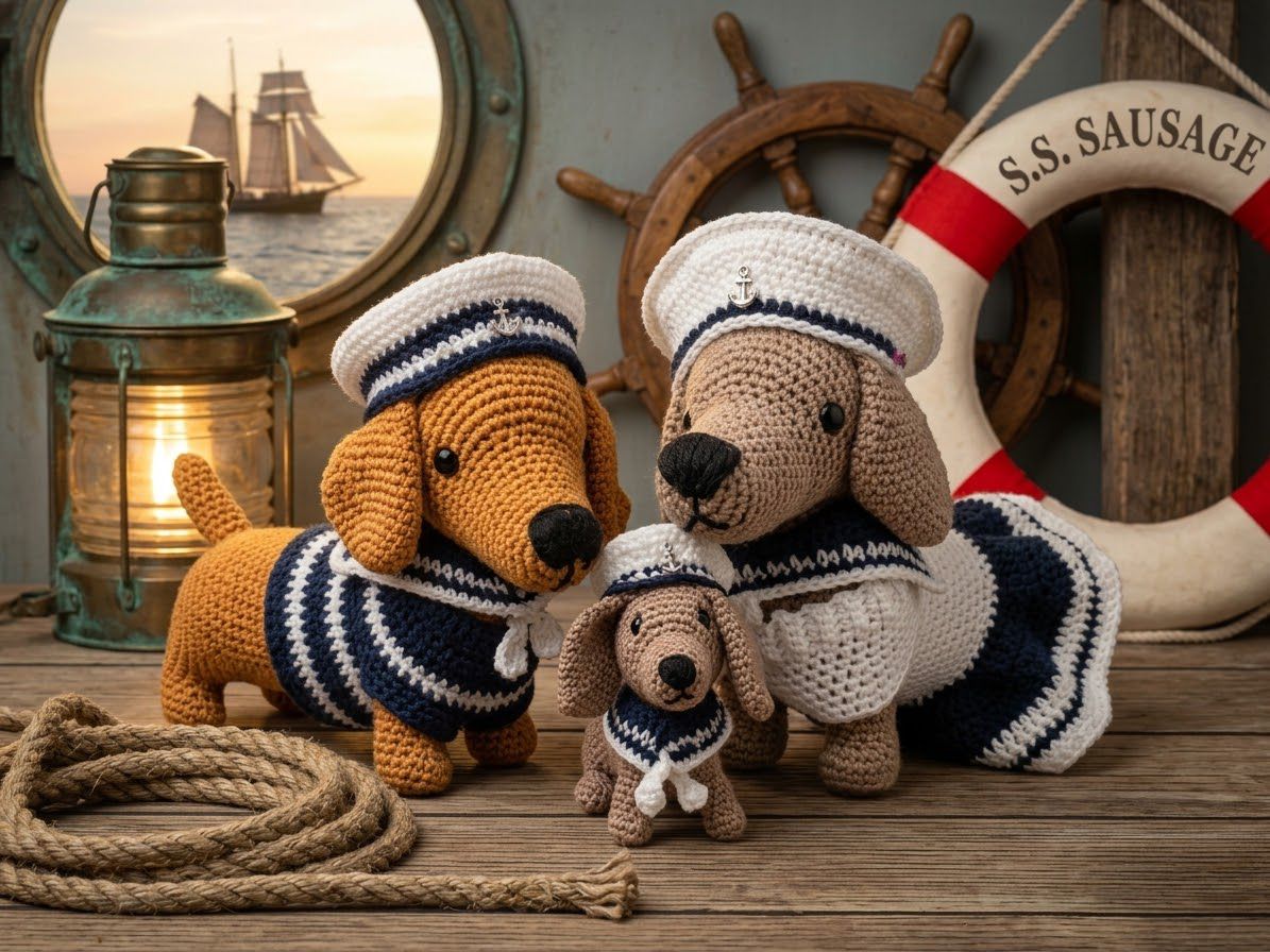 Haakpakket - Marine Outfit + Bonuspatroon Pup de Puppy Marine outfit - Ties de Teckel - Cor & Co